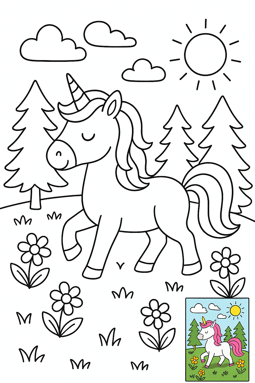 儿童涂色页插画（含彩色参考图） - GPT-Image 版本